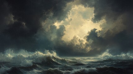 Fototapeta premium Dramatic Ocean Storm: A Powerful Display of Nature's Fury and Beauty