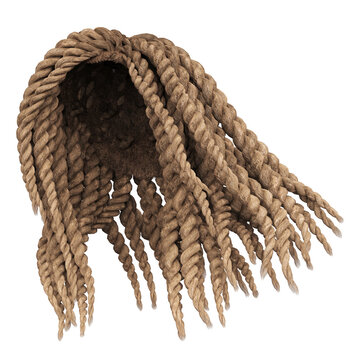 3d render braid dreadlock blonde hair isolated