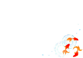金魚　夏　水彩　和風　イラスト
