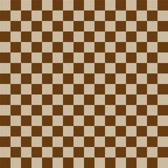 Checkerboard pattern tile. Brown white squares. Vector seamless background. Abstract grid texture.