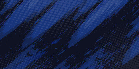 Obraz premium Dots halftone blue and dark blue color pattern gradient grunge texture background. Dots pop art sport style vector illustration. Vector grunge halftone abstract.Dots texture background.