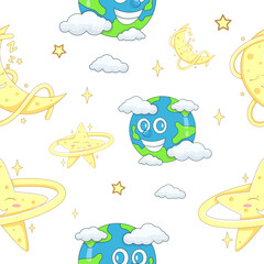 Solar System Seamless Pattern