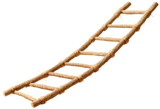 Rattan ladder simple drawing white background