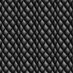 Black leather convex quilting seamless pattern background

