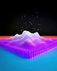 Abstract Purple and Blue Glowing Hillscape with Sparkles