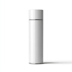 Blank white cylindrical cosmetic bottle