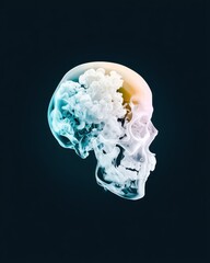 Abstract Skull with Colorful Smoke Illustration