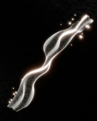 Abstract Sparkling Light Wave on Black Background