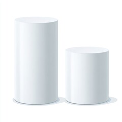 Two white cylinders of different heights