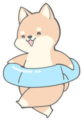 Shiba Inu with a float
