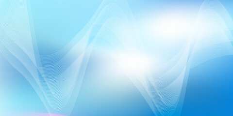 Abstract blue gradient background with shining lines waves. Minimalist background for banner, poster, cover, brochure, flyer, website