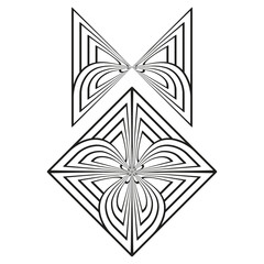 Fototapeta premium Triangle pattern symbols. Decorative corner icons. Vector celtic shapes. Abstract black design