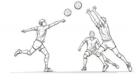 Volleyball players in action illustration