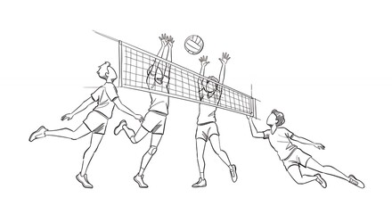 Volleyball players in action illustration