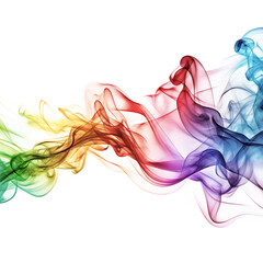  rainbow colored streaming smoke wave isolated on white background PNG , AI GENERATED