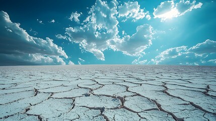 Vast arid desert landscape with cracked dry earth