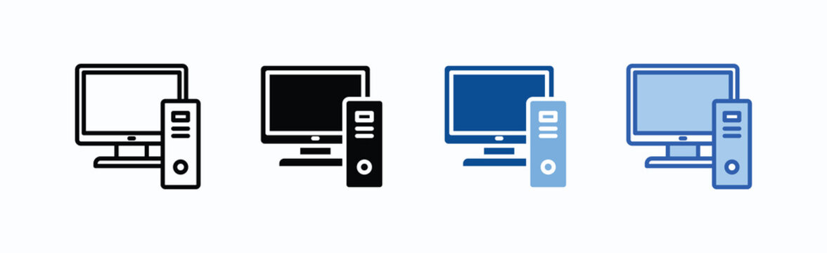 Computer icon sheet multiple style collection isolated vector