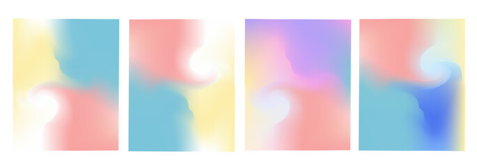 Fototapeta premium Set of vector gradient backgrounds with grainy texture. For covers, wallpapers, branding, business cards, social media and other projects. You can use the grainy texture for any of the backgrounds.