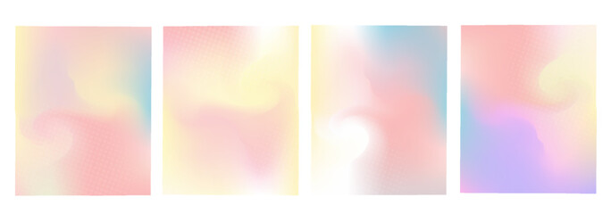 Naklejka premium Set of vector gradient backgrounds with grainy texture. For covers, wallpapers, branding, business cards, social media and other projects. You can use the grainy texture for any of the backgrounds.