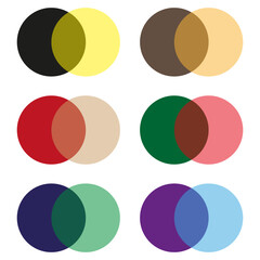 Obraz premium Transparent color circles. Overlapping geometric shapes. Vibrant abstract elements. Vector flat design.