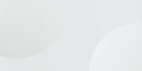 White geometric abstract background overlap layer on bright space with lines effect decoration. Design element circles style concept for banner simple