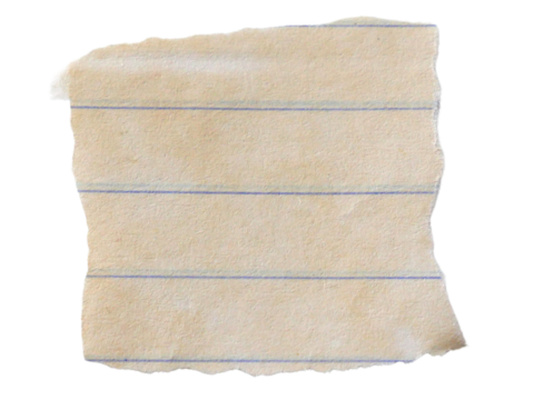 Pieces of notebook paper with white old torn or cut lines. Design elements isolated on transparent background.