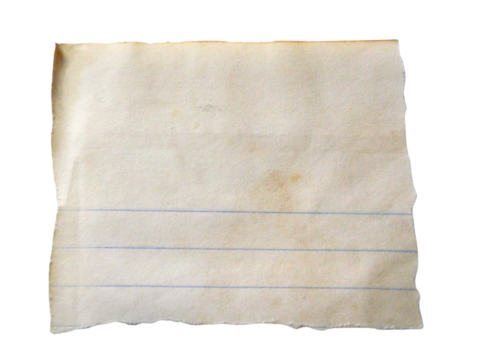 Pieces of notebook paper with white old torn or cut lines. Design elements isolated on transparent background.