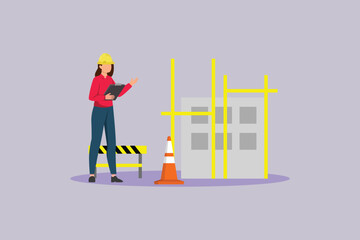 Construction Concept. Colored flat vector illustration isolated