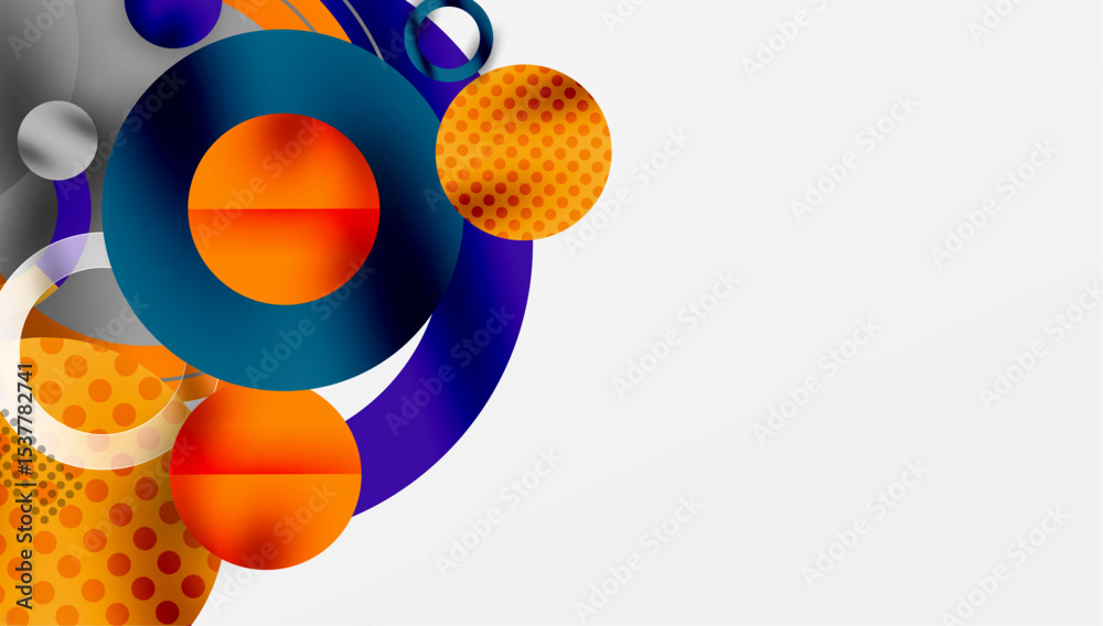Aufkleber Abstract composition featuring overlapping circles, vibrant colors, dotted patterns. Modern design elements create dynamic visual impact.