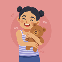 Happy Girl Playing with Doll