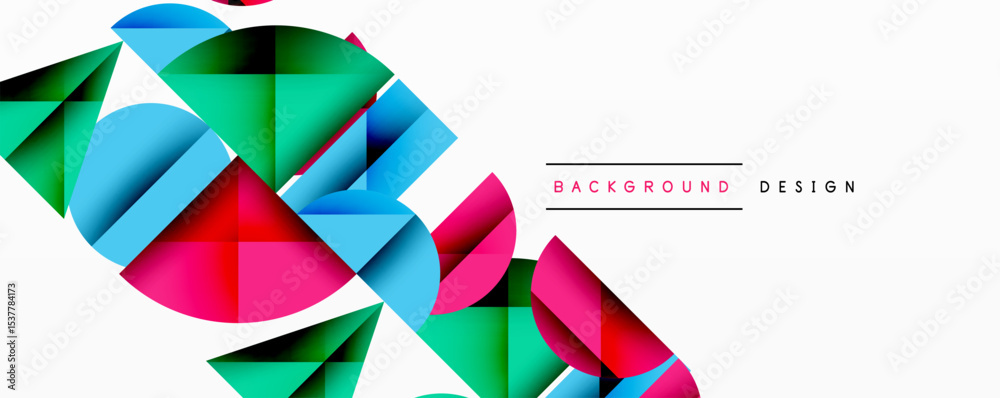 Aufkleber Abstract geometric shapes overlap, creating vibrant color gradients. Modern design elements suggest dynamic composition, clean aesthetic.