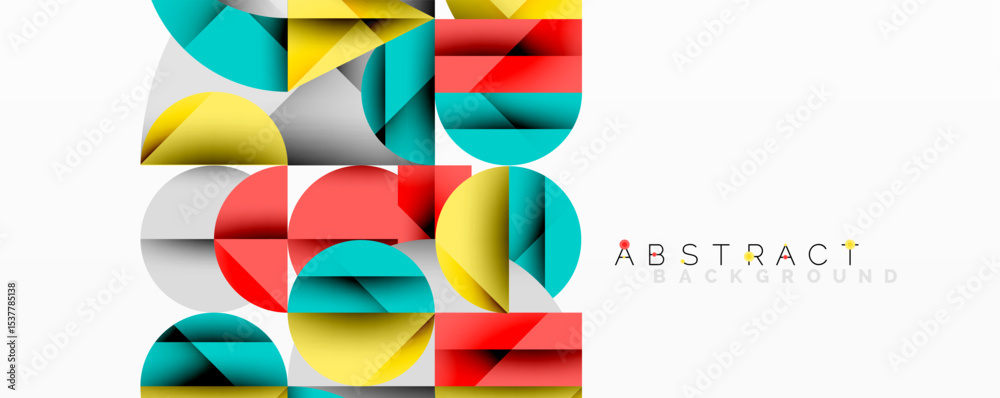 Poster modern geometric pattern. overlapping shapes create vibrant, colorful design. minimalist aesthetic, 