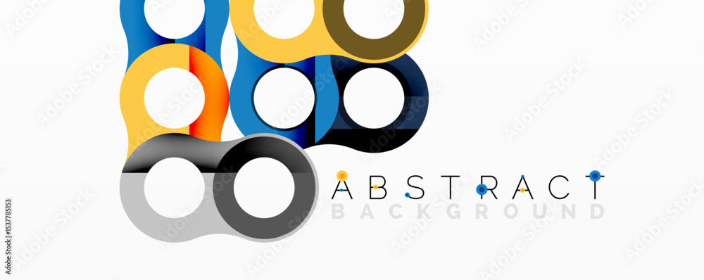 Poster bright colorful circles overlap, creating modern abstract background. design features gradients, sha