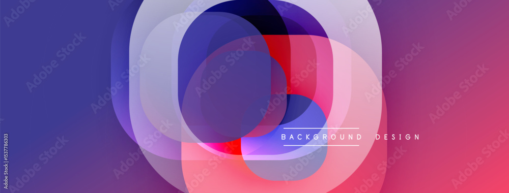 Poster Abstract composition. Overlapping rounded squares create vibrant color gradients. Modern design, smooth transitions, dynamic visual effect.