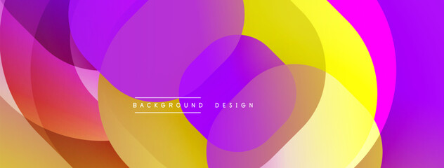 Abstract colorful layers create dynamic visual flow. Gradient shades blend, forming modern background design. Vivid hues dominate composition.