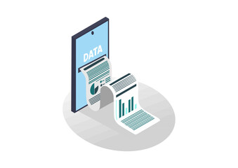 flat mobile phone with business graph