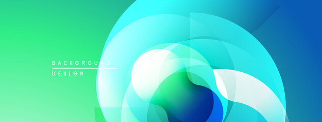 Abstract gradient layers create dynamic visual effect. Smooth transitions, vibrant colors, modern design elements.