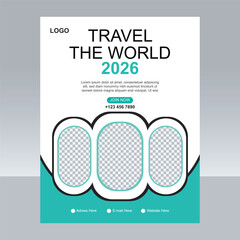 Travel sale flyer template with photo