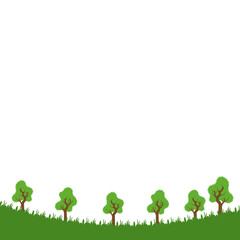 Cartoon Landscape With Trees and Green Grass
