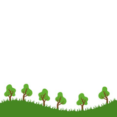 Cartoon Landscape With Trees and Green Grass