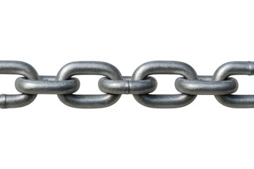 Fototapeta premium Metallic chain displaying interlocking links, symbolizing strength, connectivity, industrial resilience against transparent backdrop