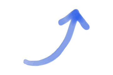 手描き水彩タッチの青矢印　右上向き