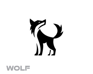 abstract silhouette wolf look back logo design template illustration inspiration