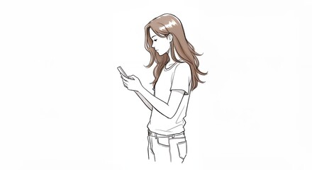 Woman using mobile phone illustration
