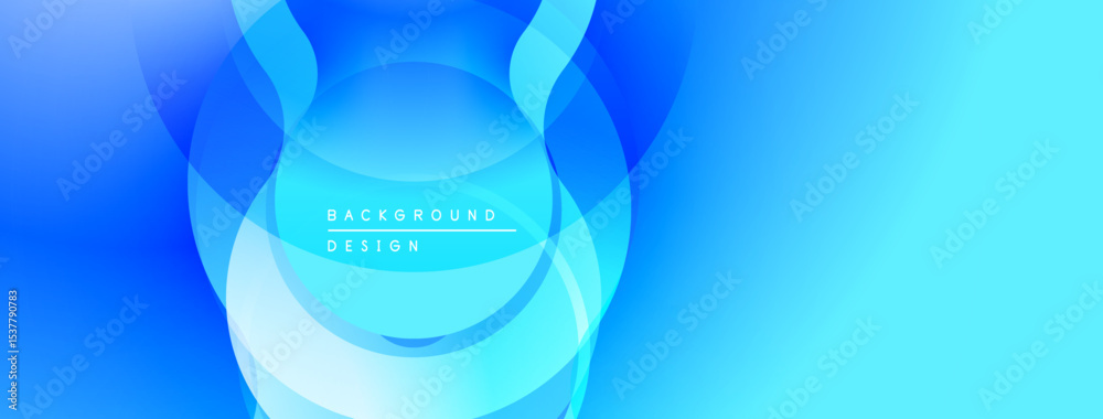 Aufkleber Abstract blue background. Overlapping circles create dynamic visual effect. Smooth gradients suggest depth, modern aesthetic.