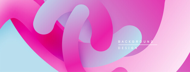 Abstract fluid shapes blend pink, blue hues. Modern design creates soft, dynamic visual experience. Background features gentle gradients.