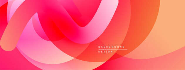 Abstract fluid shapes, vibrant reds, oranges. Smooth gradients create dynamic visual flow. Modern design element.