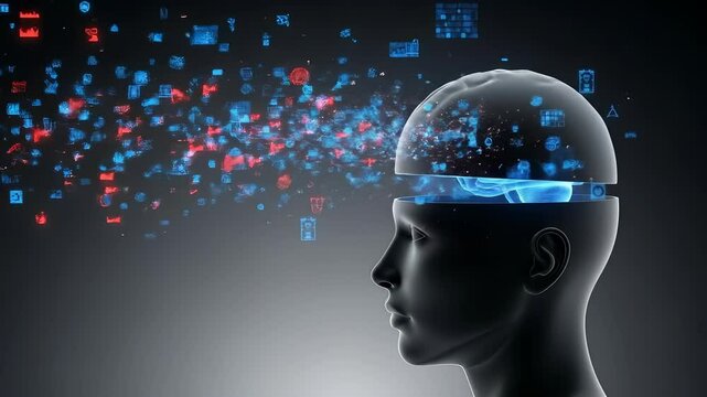 Human Brain Concept Showing Intelligence and Data Flow with a Technological Style