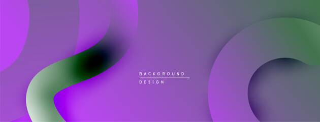 Abstract fluid shapes, purple hues dominate. Gradient transitions create depth, modern design element. Minimalist composition, smooth curves present.