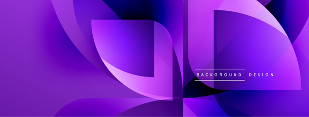 Abstract purple design features flowing shapes, gradients. Modern banner with dynamic curves, vibrant color scheme.